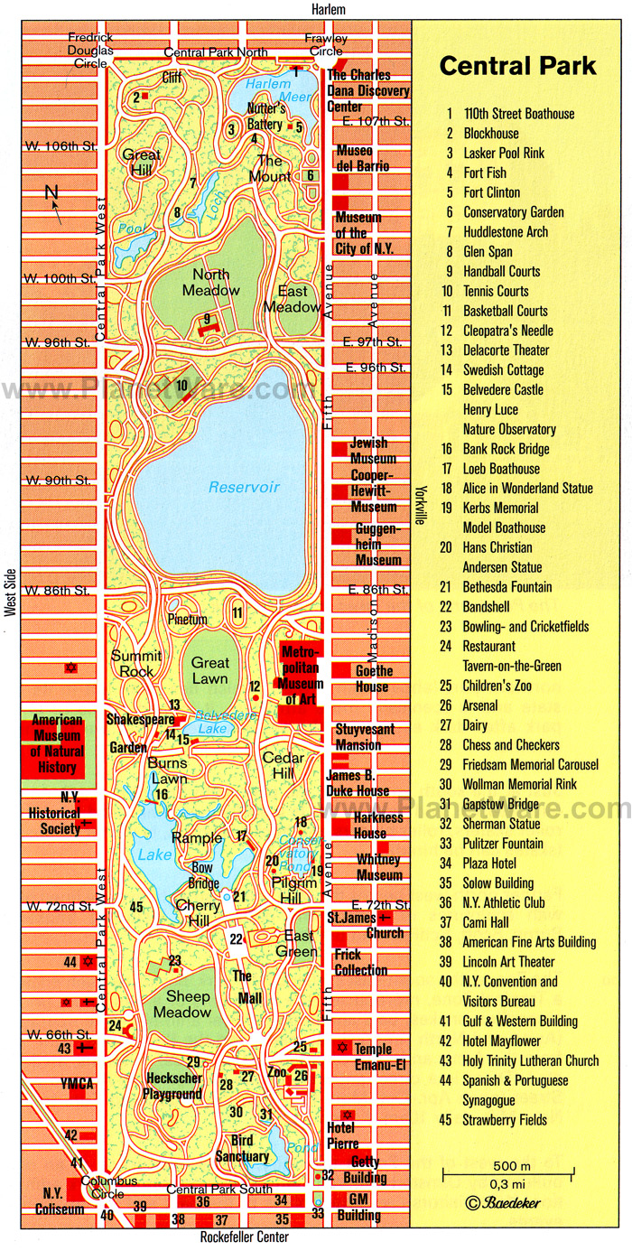 Printable Central Park Map